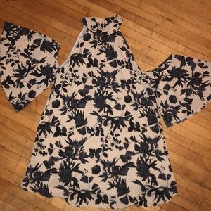 High neck off the shoulder dress